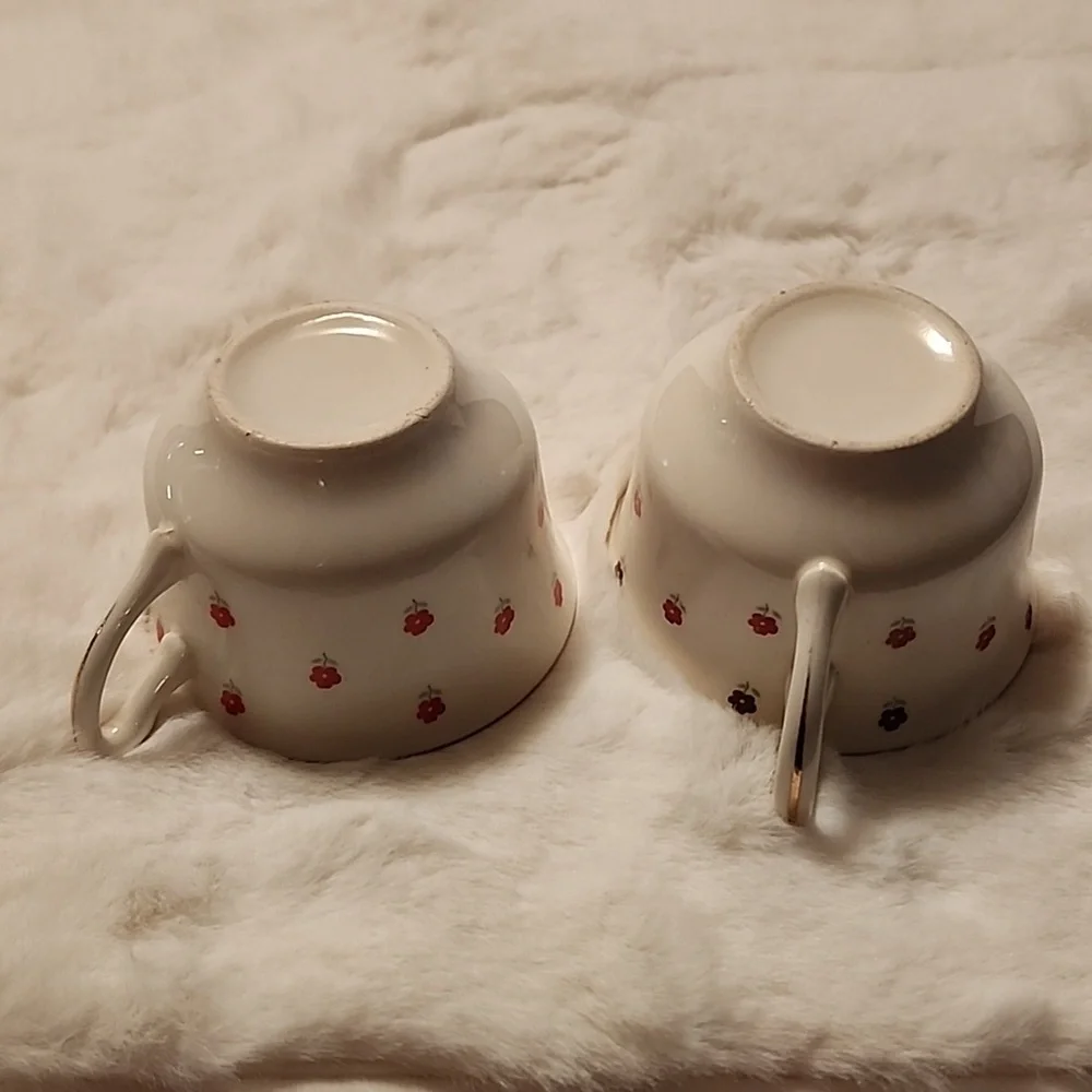 VINTAGE  🍵 TEACUPS FLOWERS DESIGNS / GOLD TRIM - Picture 2 of 4